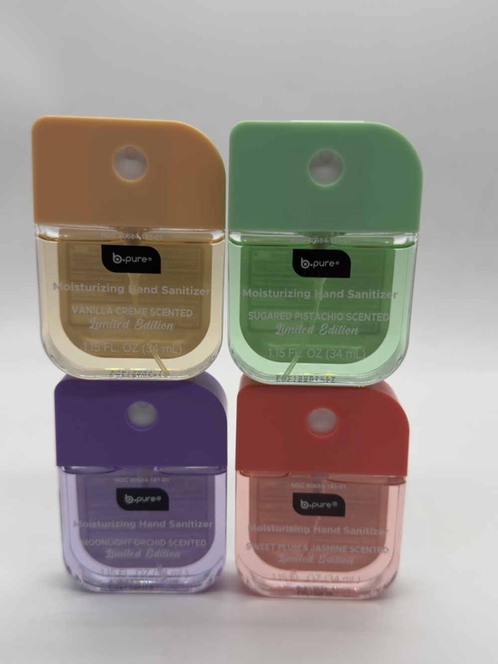 Lot of 4 B-pure Hand sanitizer Spray Vanilla Pistachio Moonlight Sweet Plum - Picture 3 of 4